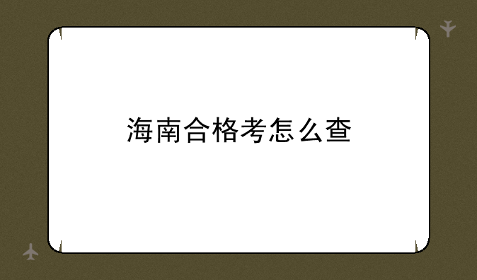 海南合格考怎么查