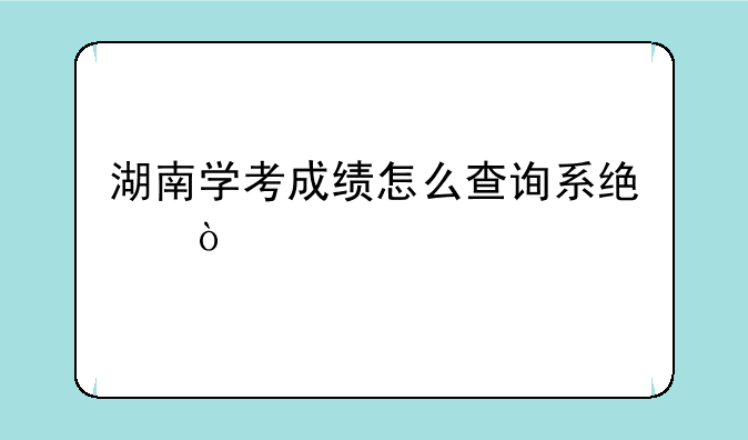 湖南学考成绩怎么查询系统？