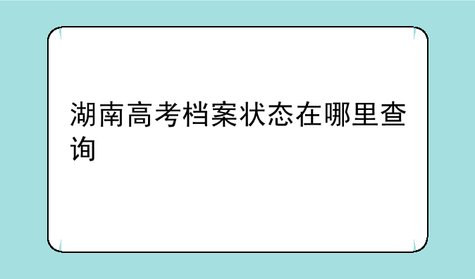 湖南高考档案状态在哪里查询