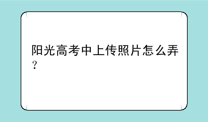 阳光高考中上传照片怎么弄？