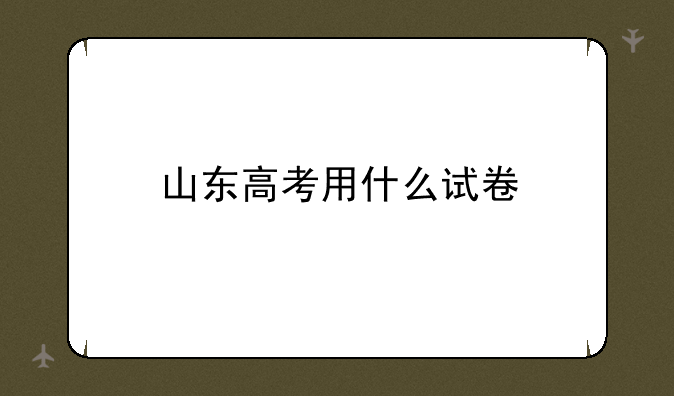 山东高考用什么试卷