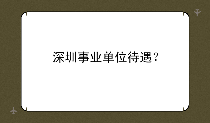 深圳事业单位待遇？