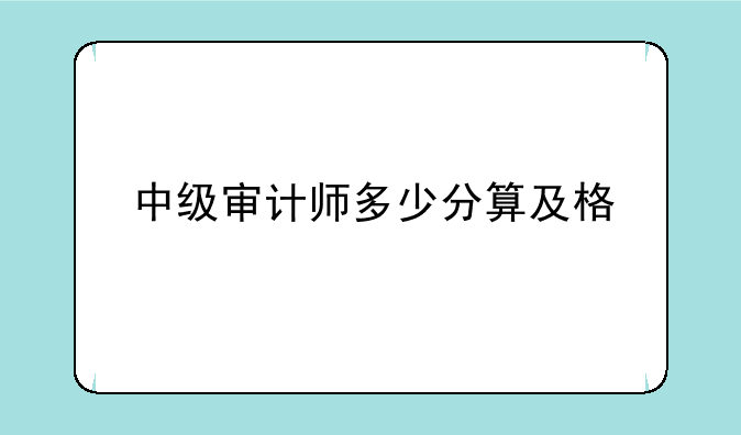 中级审计师多少分算及格