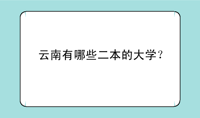 云南有哪些二本的大学？