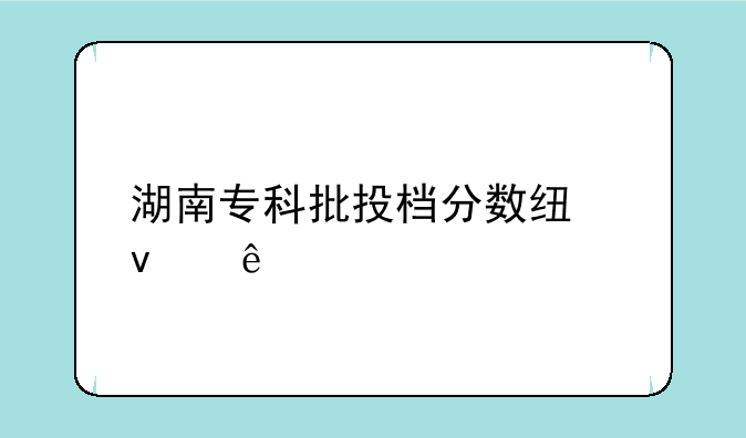 湖南专科批投档分数线来了