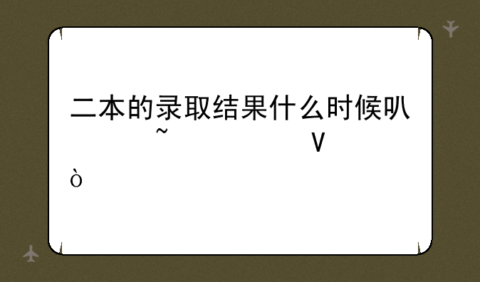 二本的录取结果什么时候可以查询啊！