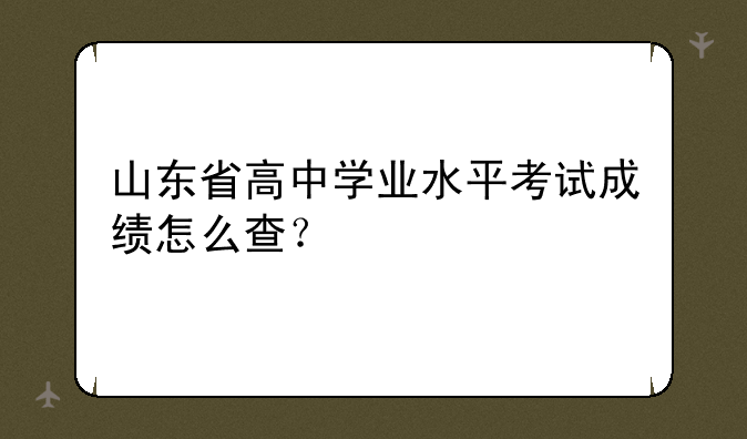 山东省高中学业水平考试成绩怎么查？
