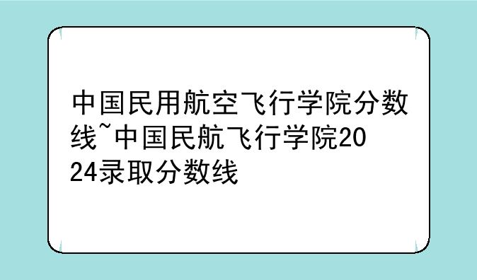 中国民用航空飞行学院分数线~中国民航飞行学院2024录取分数线
