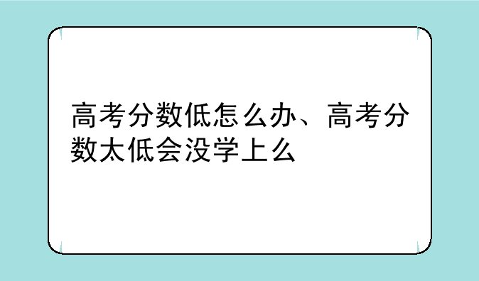 高考分数低怎么办、高考分数太低会没学上么